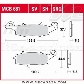 Plaquettes de frein Avant ~ Suzuki C 800 Intruder, C Intruder WVBM 2007+ ~ TRW Lucas MCB 681
