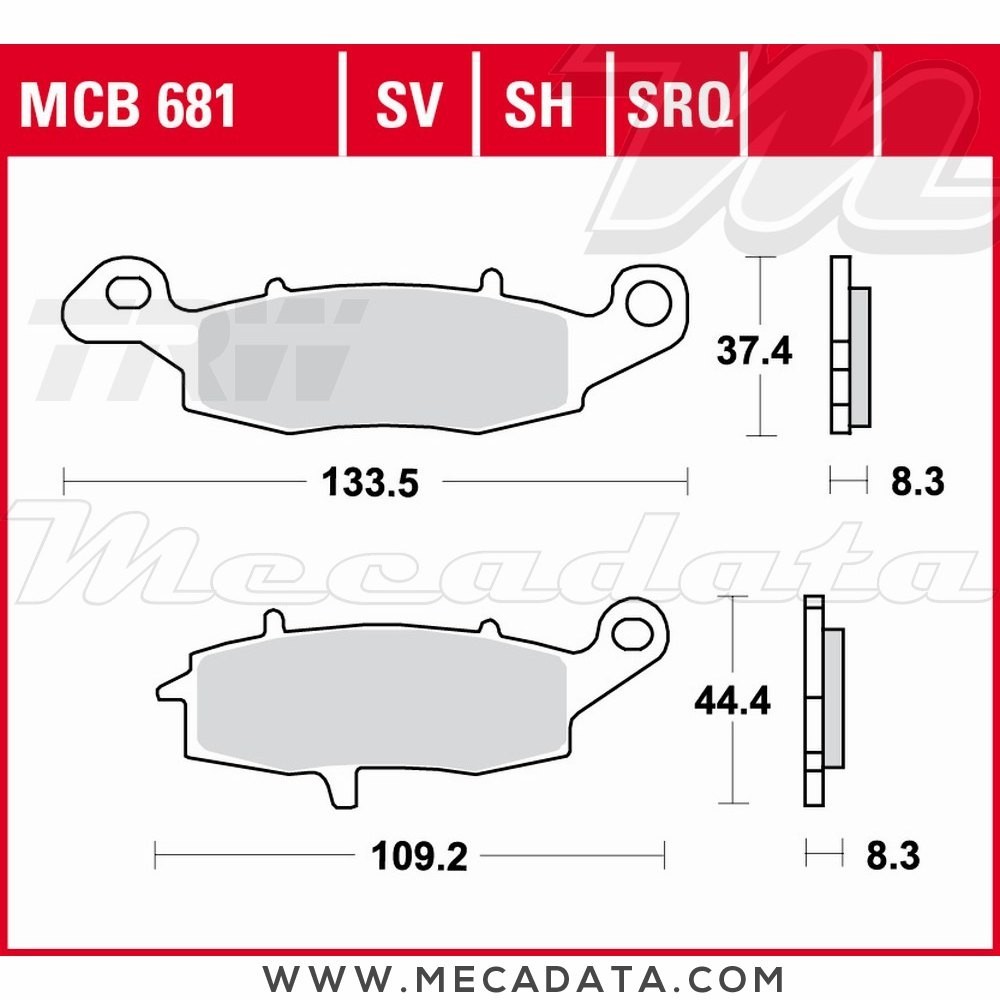 Plaquettes de frein Avant ~ Suzuki C 800 Intruder, C Intruder WVBM 2007+ ~ TRW Lucas MCB 681 